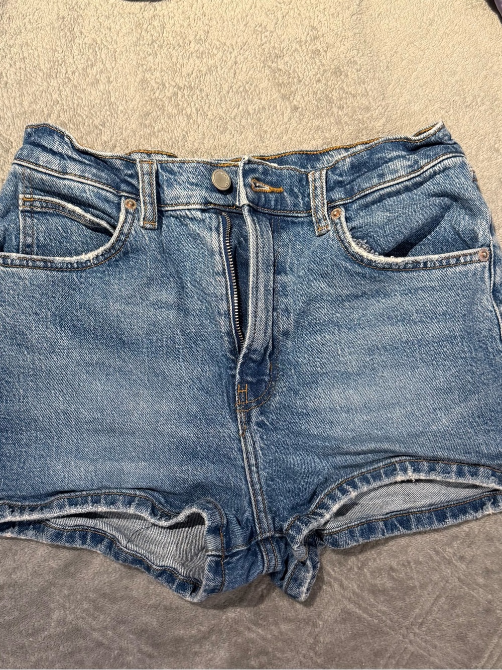 OAK + FORT High-Waist Denim Shorts - Light Blue